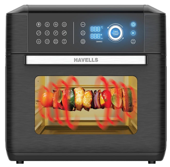 Havells Avanza Multi Function Air Fryer Oven 15L|1700W|Digital Touch Control|14 Pre-Sets|Aerocrisp Technology|Includes Skewer Set,Rotisserie Fork,Mesh,Baking Tray|2Yr Door Step Warranty by Havells