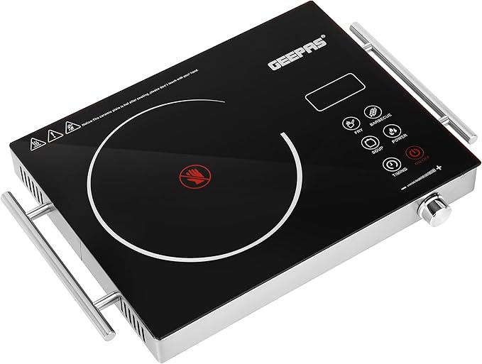 Geepas 4 Digit LED Display 2000W Digital Infrared Cooker GIC6920|Elegant Design, Fireproof material, Stainless steel body| Overheat protection, over current protection, high & low voltage protection