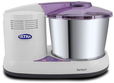 Ultra Perfect+ 2 Litre Table Top Wet Grinder - White | Digital Timer - Fast Grinding Conical Stones, 150W Motor & 10 Years Warranty | AISI 304 Food-Grade SS Multi Utility Dish Type Drum, CE Certified