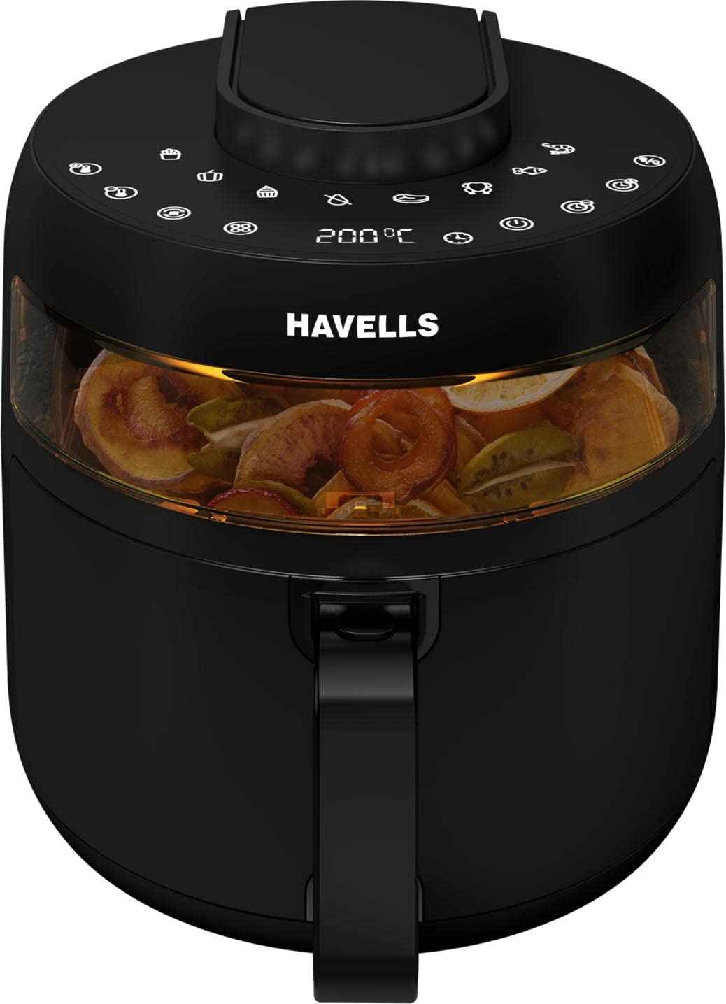 Havells Prolife Crystal Digital Air Fryer 5.5L, 1500W|D 8 Pre-sets| Aerocrisp Technology with 85% Less Oil Cooking| Dehydrator Mode| Auto-Shutoff|See-Through Window| 2Yr Door Step Warranty by Havells