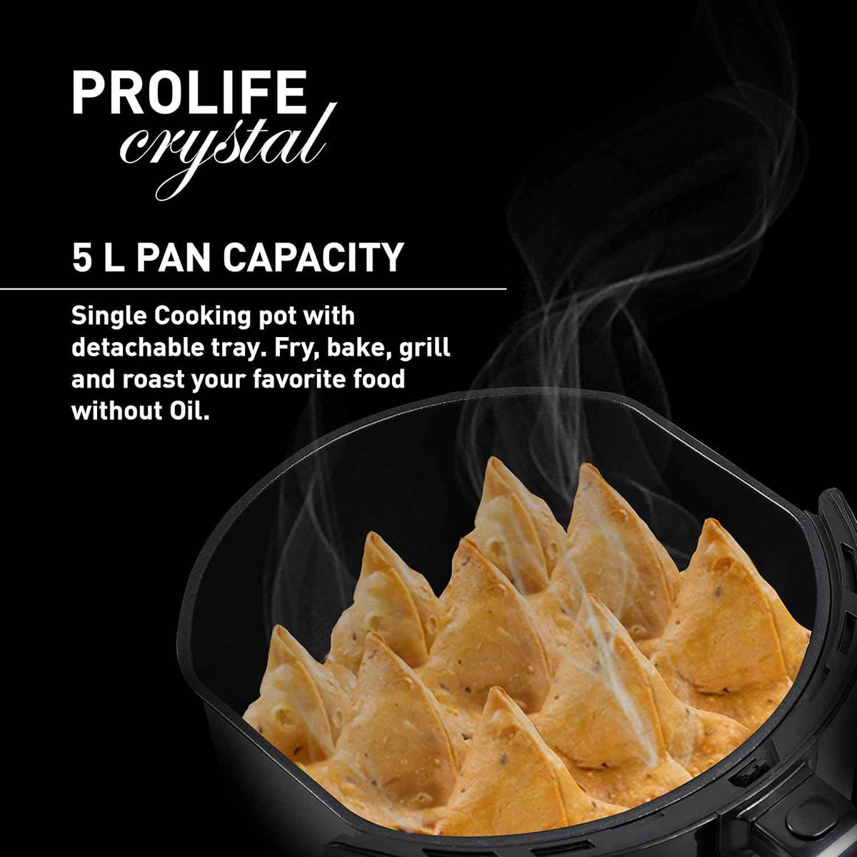 Havells Prolife Crystal Digital Air Fryer 5.5L, 1500W|D 8 Pre-sets| Aerocrisp Technology with 85% Less Oil Cooking| Dehydrator Mode| Auto-Shutoff|See-Through Window| 2Yr Door Step Warranty by Havells