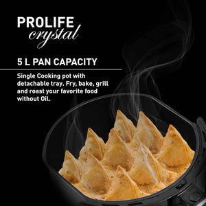 Havells Prolife Crystal Digital Air Fryer 5.5L, 1500W|D 8 Pre-sets| Aerocrisp Technology with 85% Less Oil Cooking| Dehydrator Mode| Auto-Shutoff|See-Through Window| 2Yr Door Step Warranty by Havells