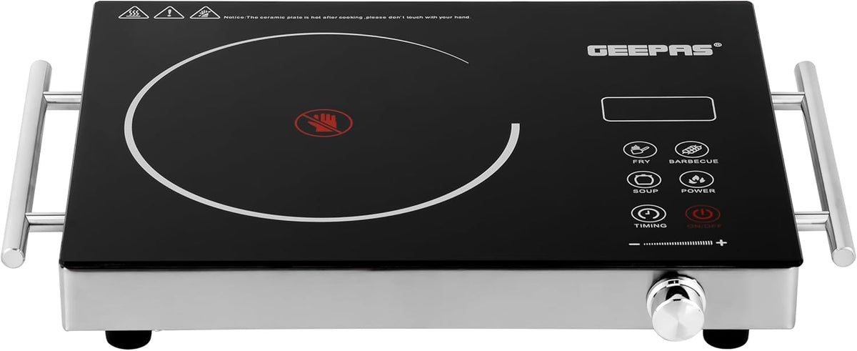 Geepas 4 Digit LED Display 2000W Digital Infrared Cooker GIC6920|Elegant Design, Fireproof material, Stainless steel body| Overheat protection, over current protection, high & low voltage protection
