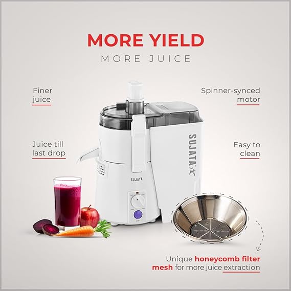 Sujata Multimix Juicer Mixer Grinder|900 Watts Double Ball Bearing Motor|22000 RPM|Non-Stop 90 Mins Running|3 Jars including 1750ml Blender with Coconut Milk Extractor,1000ml, 500ml Jar| (White)