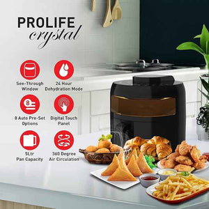 Havells Prolife Crystal Digital Air Fryer 5.5L, 1500W|D 8 Pre-sets| Aerocrisp Technology with 85% Less Oil Cooking| Dehydrator Mode| Auto-Shutoff|See-Through Window| 2Yr Door Step Warranty by Havells