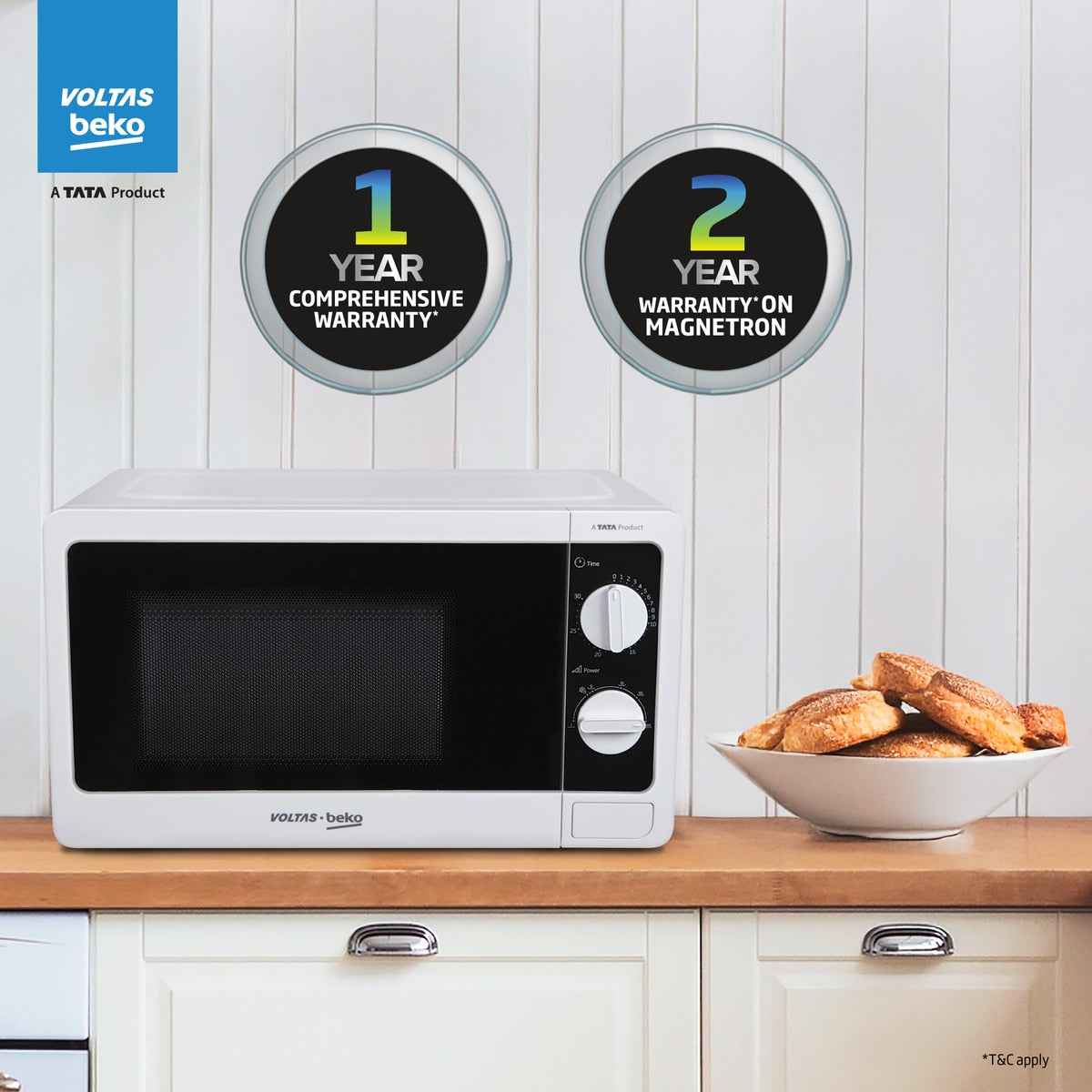 Voltas Beko 20 L 700 W Smart Solo Microwave Oven (MS20MPW10, White)