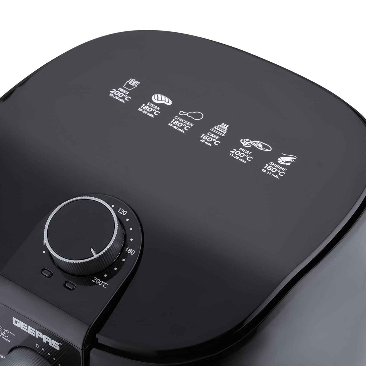 Geepas Air Fryer-GAF37555ID/4.0 L Pot, Non-Stick Coating, with Vortex Frying Technology/Multiple Function,1-60 Min Timer,Temperature 60-200 Degree Celsius/1500W, 2 Years Warranty, Black