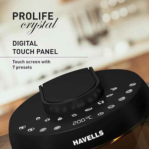 Havells Prolife Crystal Digital Air Fryer 5.5L, 1500W|D 8 Pre-sets| Aerocrisp Technology with 85% Less Oil Cooking| Dehydrator Mode| Auto-Shutoff|See-Through Window| 2Yr Door Step Warranty by Havells