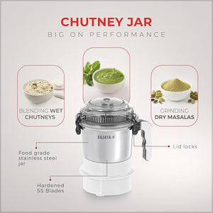 Sujata Multimix Juicer Mixer Grinder|900 Watts Double Ball Bearing Motor|22000 RPM|Non-Stop 90 Mins Running|3 Jars including 1750ml Blender with Coconut Milk Extractor,1000ml, 500ml Jar| (White)