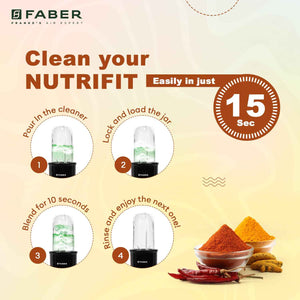 Faber Sportz Blender FSB 3-in-1 Nutrifit Nero|Mixer Grinder Blender|100% Copper Motor|Detachable SS Blade|3 PC Jar 500ML+300ML+500ML Mug|Wet, Dry Grinding|2 Year Warranty by Faber