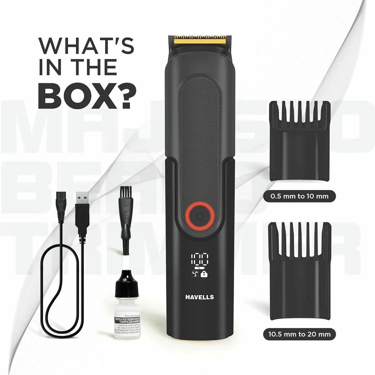 HAVELLS:TRIMMER:BT8888 IPX7 TITANIUM BEARD TRIMMER