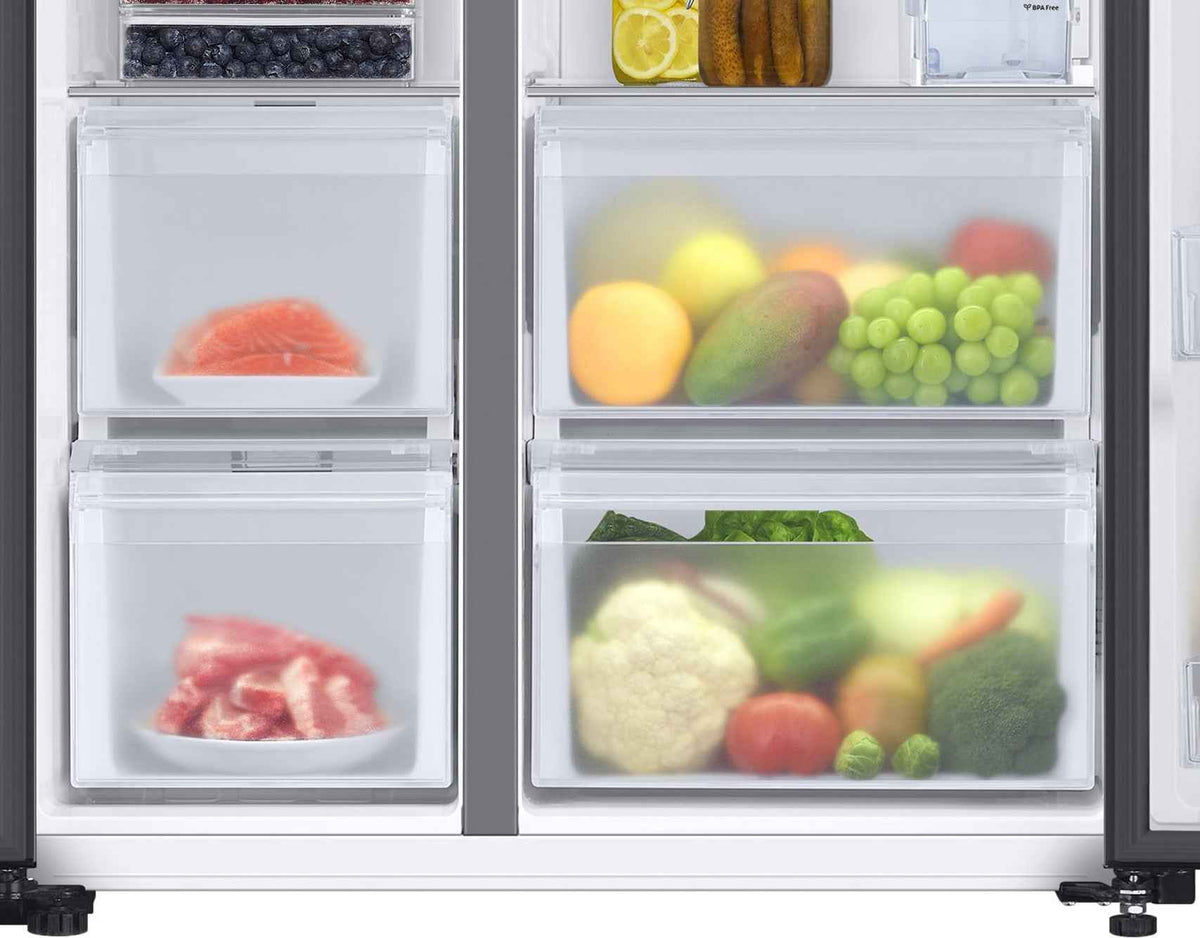 Samsung 633 L 3 Star Convertible 5in1 Side By Side Refrigerator (RS78CG8543B1HL,Black Matt)