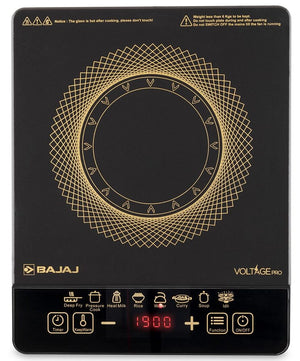 Bajaj ICX 190FS Induction Stove | 1900 Watts | Voltage Pro | Feather Touch Controls | 9 Preset Menu | Digital Display | 1 Yr Warranty (Black)