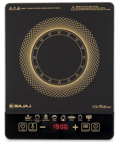 Bajaj ICX 190FS Induction Stove | 1900 Watts | Voltage Pro | Feather Touch Controls | 9 Preset Menu | Digital Display | 1 Yr Warranty (Black)