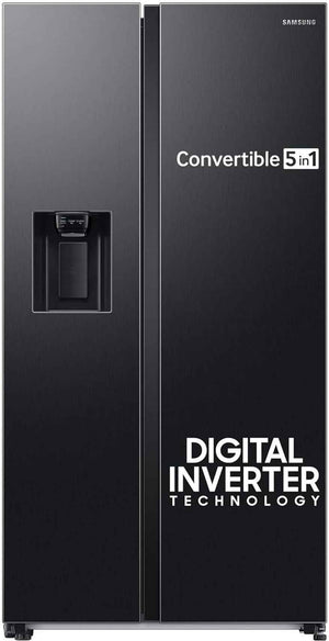 Samsung 633 L 3 Star Convertible 5in1 Side By Side Refrigerator (RS78CG8543B1HL,Black Matt)