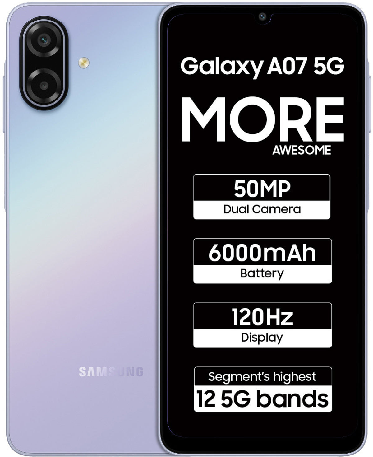 Samsung Galaxy A07 5G (Light Violet, 128 GB) (6 GB RAM) - Oxygen The Digital Expert