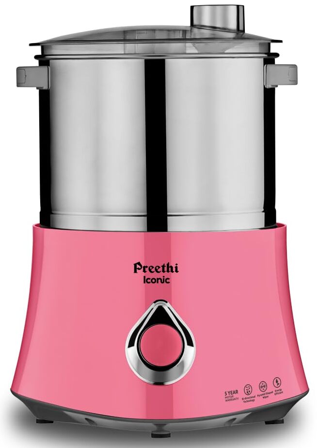 Preethi Iconic Table Top Wet Grinder, 2 L (Pink) with Bi-Directional Grinding Technology