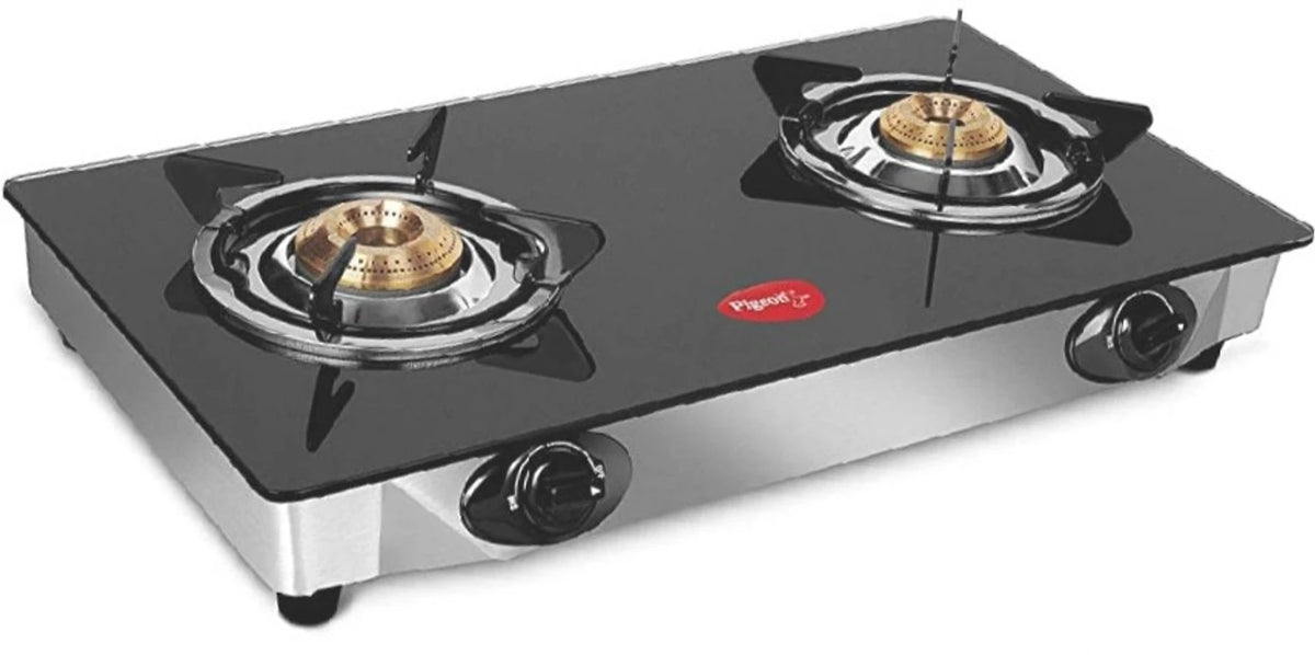 PIGEON:GAS STOVE:LPG GLASS TOP AYUSH 2B BLACK