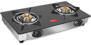 PIGEON:GAS STOVE:LPG GLASS TOP AYUSH 2B BLACK