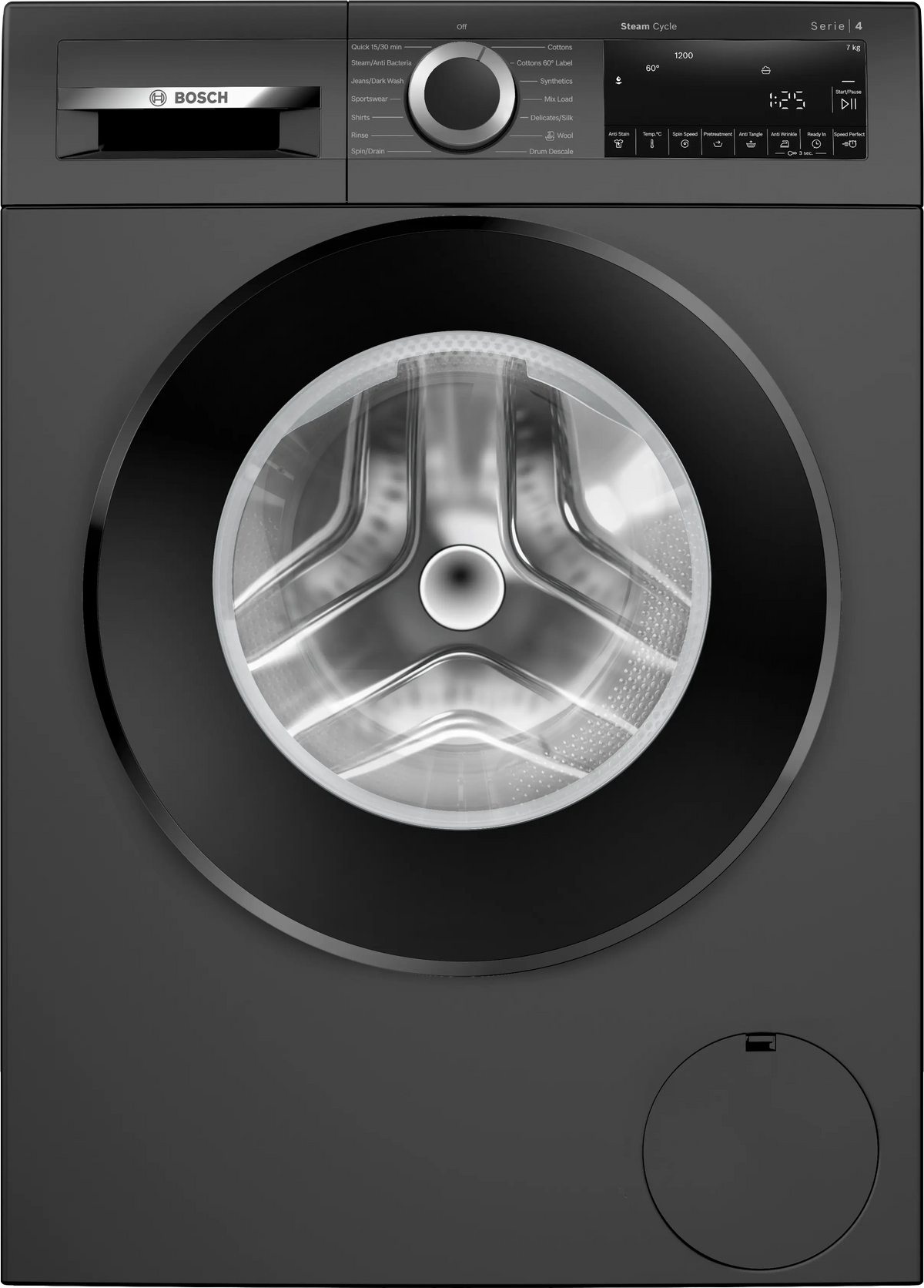 BOSCH:WASHING MACHINE:WGA12208IN 7.0 KG BLACK GREY