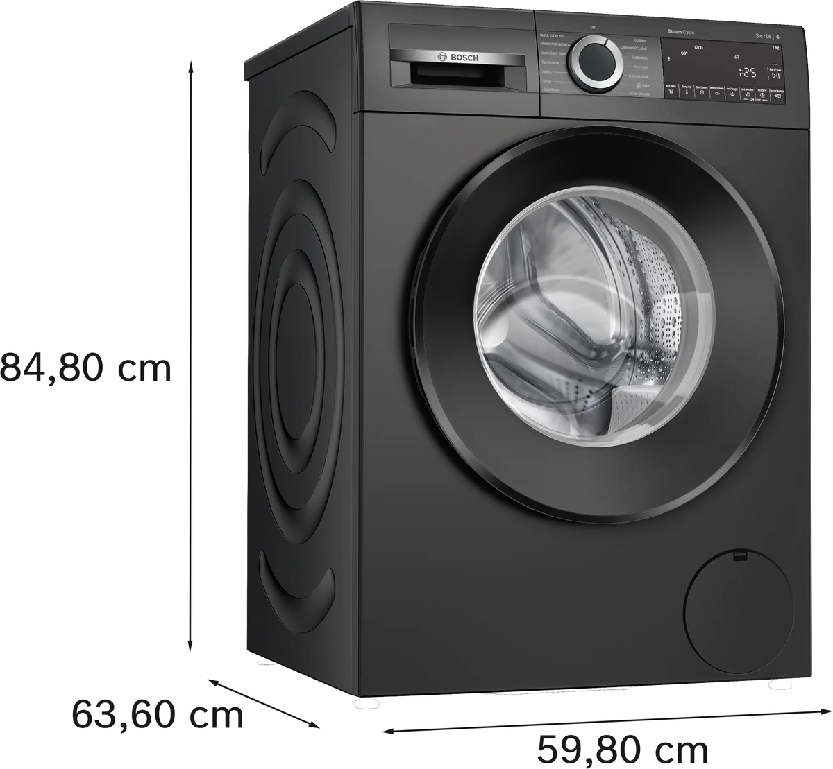 BOSCH:WASHING MACHINE:WGA12208IN 7.0 KG BLACK GREY