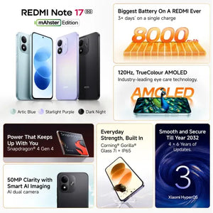 XIAOMI:SMART PHONES:REDMI NOTE 17 5G 8/128GB DARK NIGHT
