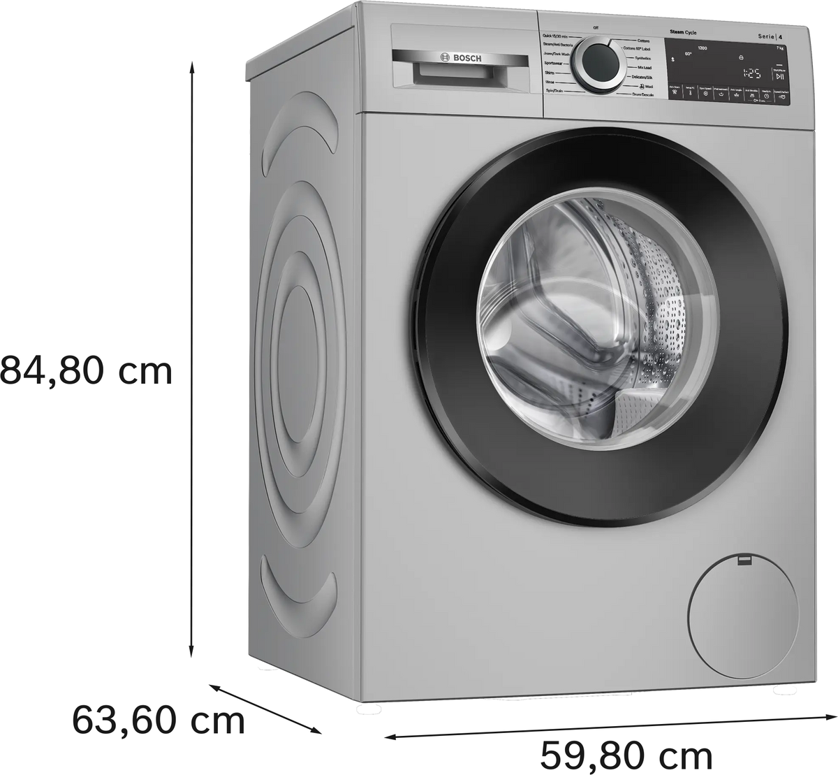 BOSCH:WASHING MACHINE:WGA1220SIN 7 KG SILVER