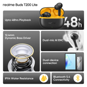 realme TWS-RMA2415 A VOLT Buds T200 Lite TWS - Black - Oxygen The Digital Expert