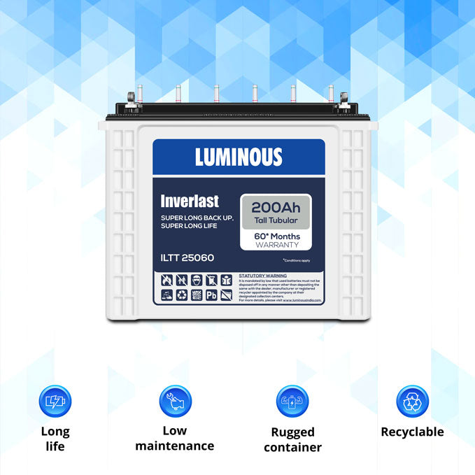Luminous ILTT25060 200Ah Tubular Inverter Battery - Oxygen The Digital Expert