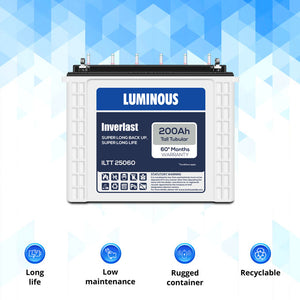 Luminous ILTT25060 200Ah Tubular Inverter Battery - Oxygen The Digital Expert