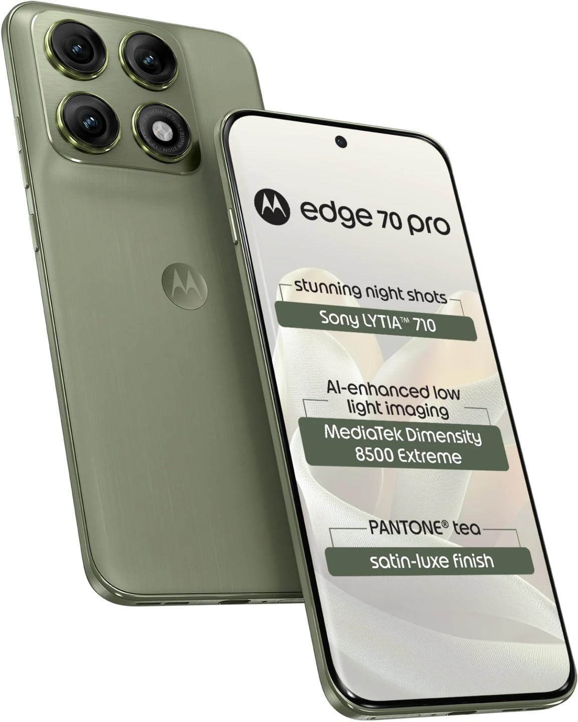 Motorola Edge 70 Pro (Satin-Luxe Pantone Tea Green, 8GB RAM, 256GB Storage)