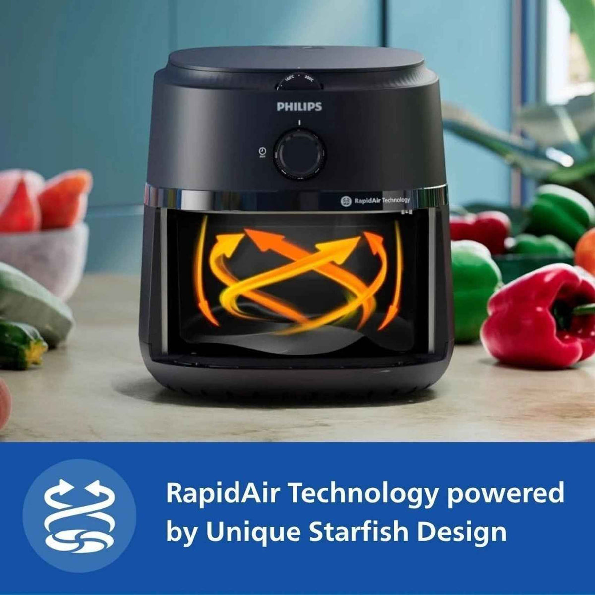 PHILIPS NA120/00 with uses up to 90% less fat, 1500W, with Rapid Air Technology Air Fryer (4.2 L)