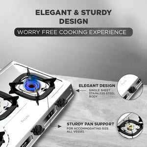 PREETHI:GAS STOVE:GLORY PLUS 3 BURNER