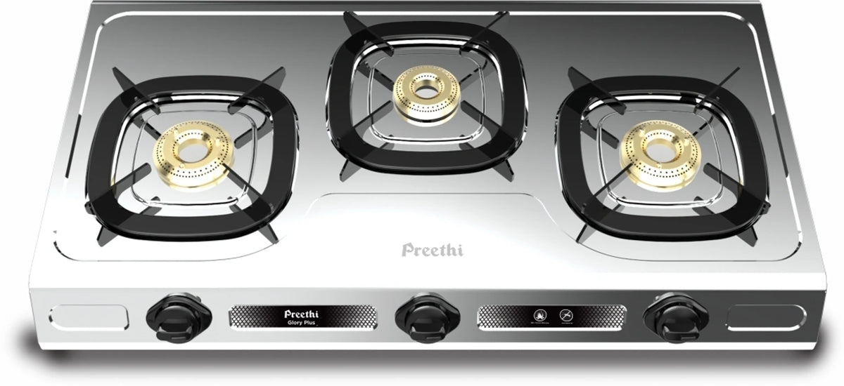 PREETHI:GAS STOVE:GLORY PLUS 3 BURNER