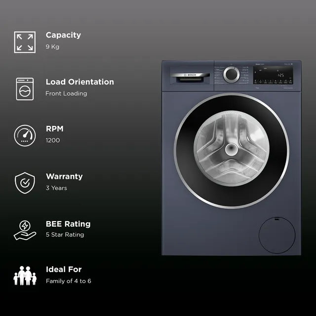 BOSCH:WASHING MACHINE:WGA1420PIN 9.0 KG DARK LAKE