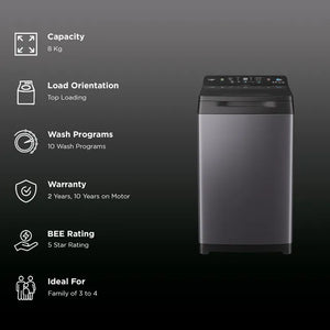 HAIER:WASHING MACHINE:HWM80-688S8:NOIDA 8.0 KG SILVER