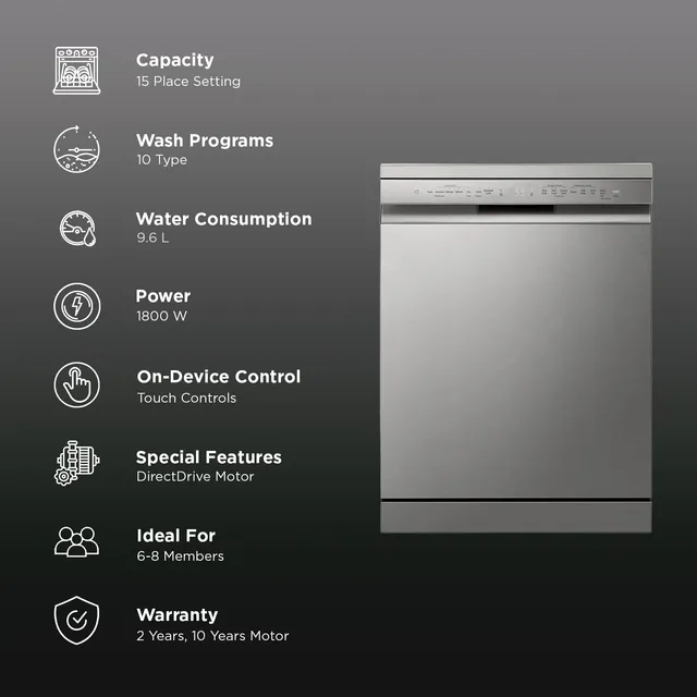 LG:DISH WASHER:DFB435FV.APYPEIL 15 PLACE PRIME SILVER