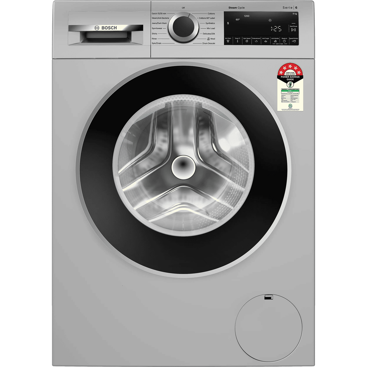 BOSCH:WASHING MACHINE:WGA1420SIN 9.0 KG SILVER