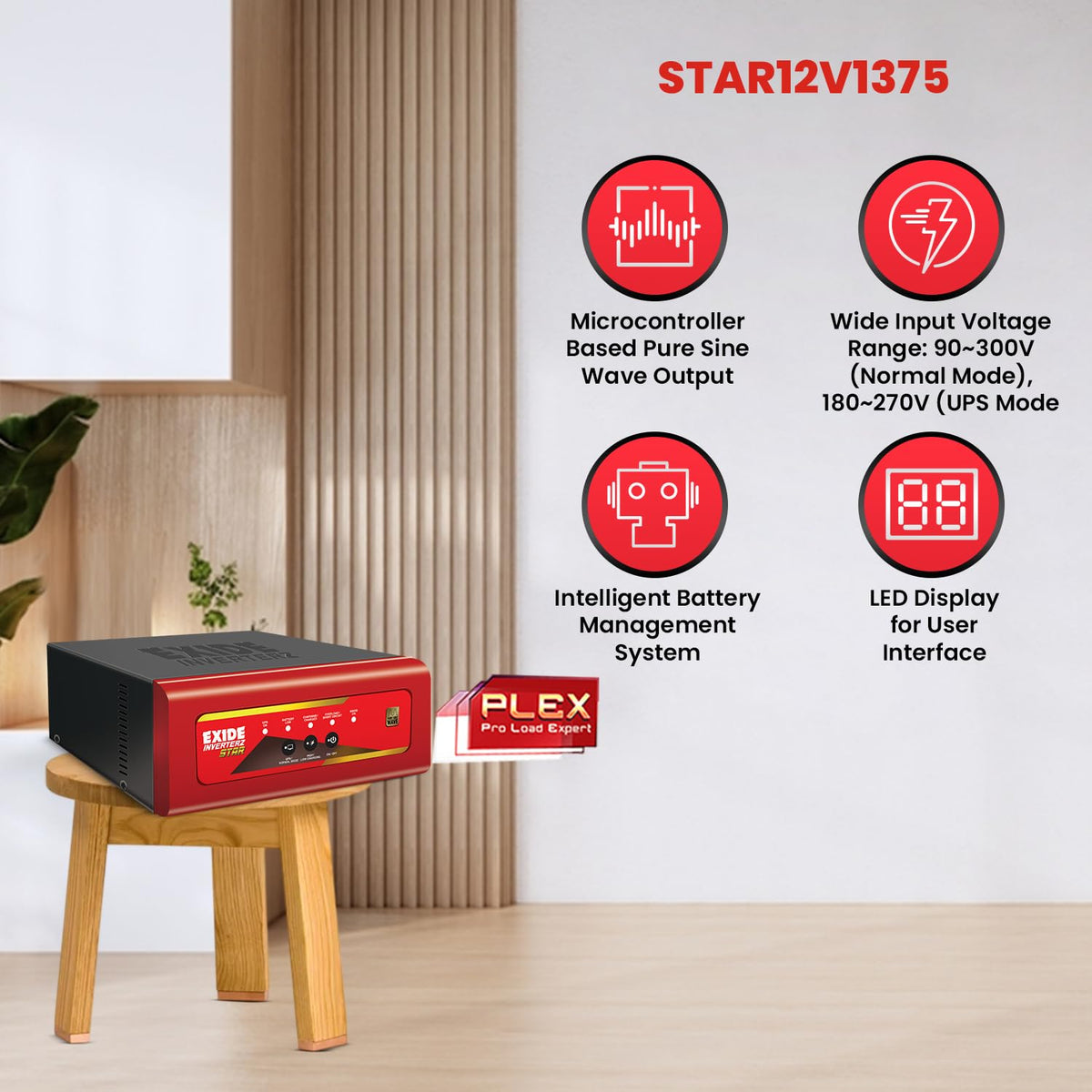 Exide Star 1375VA Pure Sine Wave Inverter - Oxygen The Digital Expert