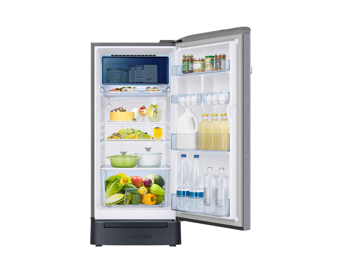 Samsung 189 L Direct Cool Single Door 5 Star Refrigerator with Base Drawer (Elegant Inox Grey, RR21H2H25S8/HL)