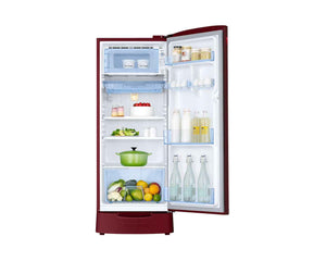 Samsung 183 L, 3 Star, Digital Inverter, Direct-Cool Single Door Refrigerator (RR20H2823RZ/NL, Midnight Blossom Red, Base Stand Drawer, Single Touch Defrost, 2026 Model)