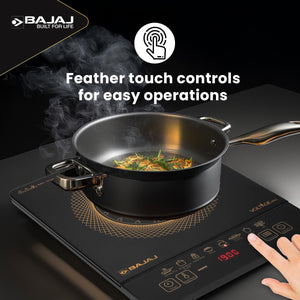 Bajaj ICX 190FS Induction Stove | 1900 Watts | Voltage Pro | Feather Touch Controls | 9 Preset Menu | Digital Display | 1 Yr Warranty (Black)