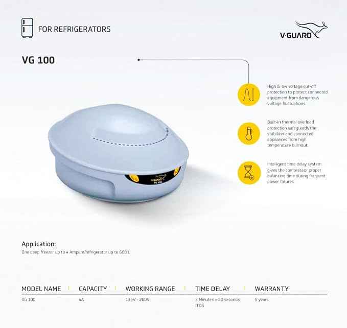V GUARD:STABILIZER:VG 100 (up to 600 ltr ref + deep freezer )