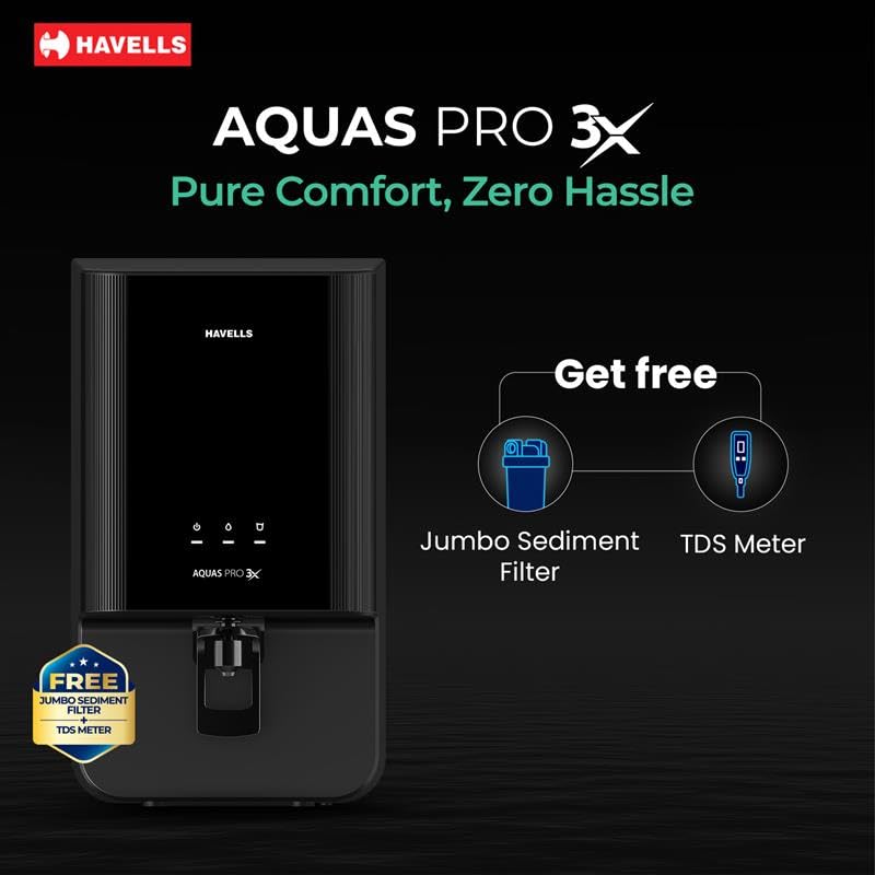 HAVELLS:WATER PURIFIER:AQUAS PRO ALKALINE 3X WITH JUMBO PF