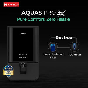 HAVELLS:WATER PURIFIER:AQUAS PRO ALKALINE 3X WITH JUMBO PF