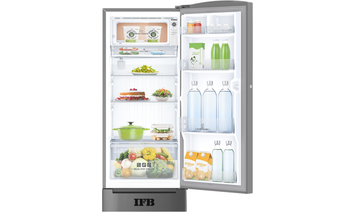 IFB 187 Litres 3 Star Direct Cool Refrigerator with Fast Ice, Anti Bacterial Gasket (IFBDC-213CIBSD, Grey Hairline)
