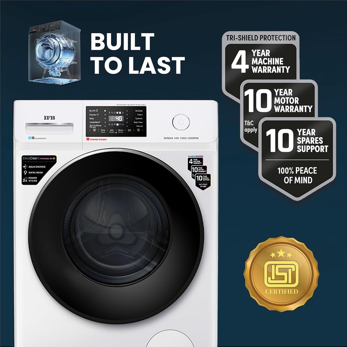IFB Serena VXN 7012 CMS 7KG Front Load Washing Machine White - Oxygen The Digital Expert