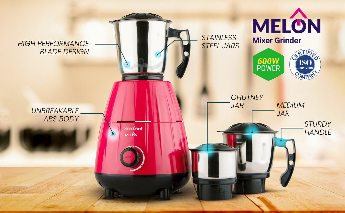 Greenchef 600 Watts 3 Jar Mixer Grinder
