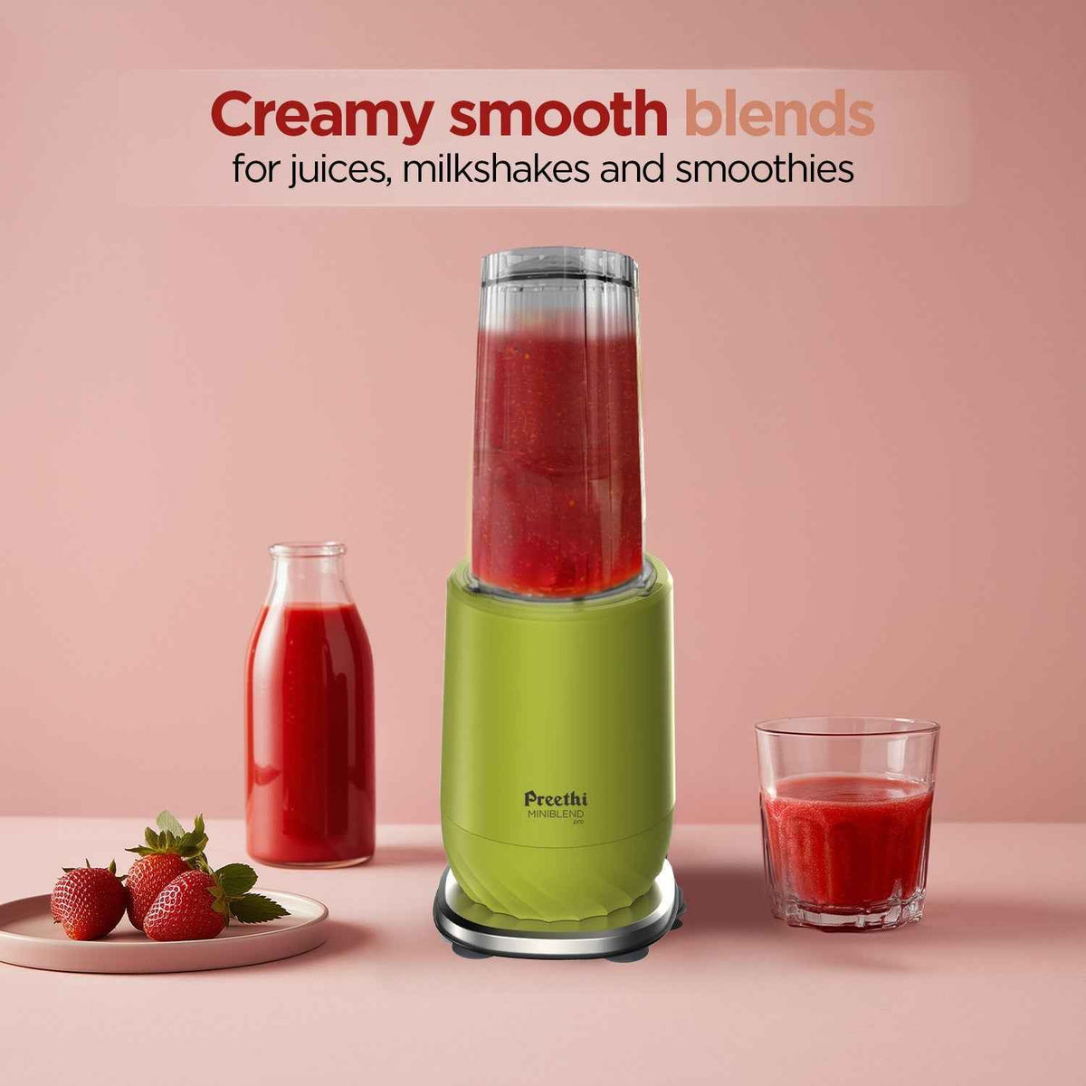 Preethi Miniblend Pro Juicer & Blender - 300W - 2 Jars (1 Blender + 1 Grinder)