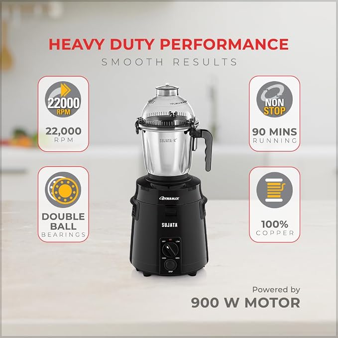 SUJATA:MIXER GRINDER:DYNAMIX BLACK